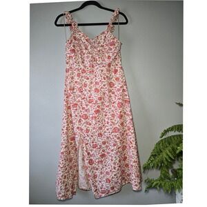 Japna Floral Midi Dress Ruffle Strap Boho Cottagecore Size M